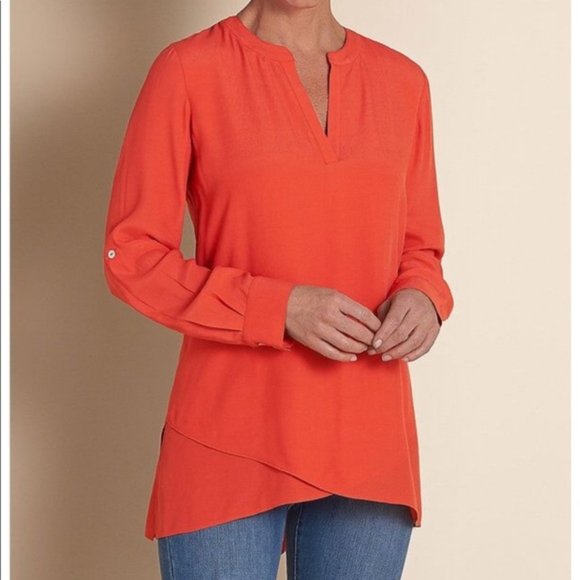 Soft Surroundings Tops - Soft Surroundings Orange Layered Hem Blouse Medium